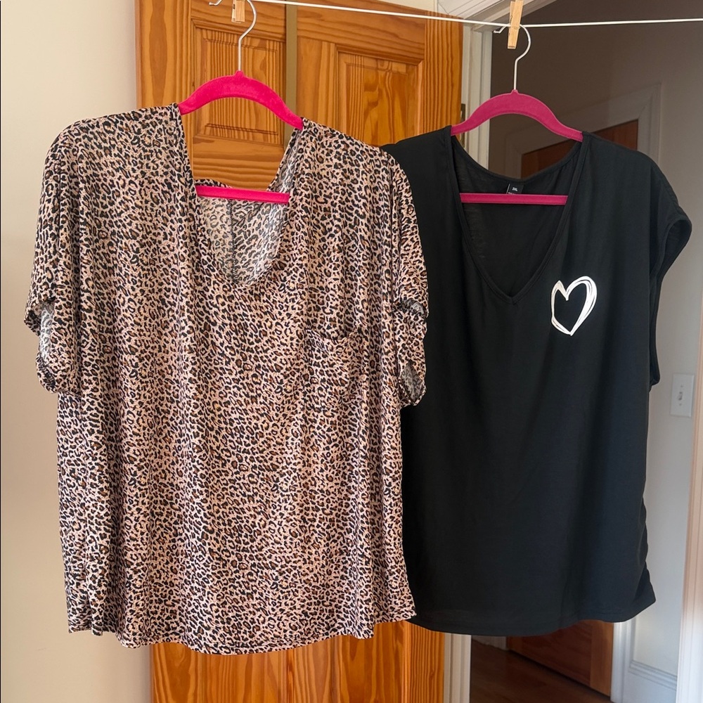 Leopard Print and Black Heart Top